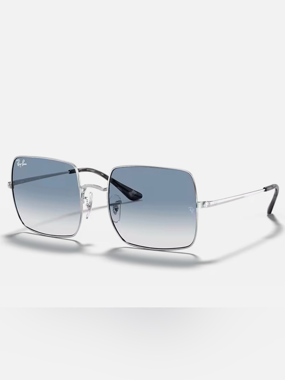 Square 1971 Classic Ray-Ban Silver Frame Sunglasses with Blue Gradient Lenses